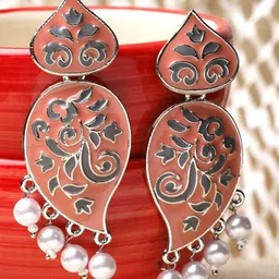 KARATCART Silver-Plated Contemporary Drop Earrings-picture-31