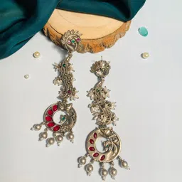 ABDESIGNS Silver-Plated Contemporary Drop Earrings image 1