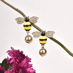 JOKER & WITCH Women Yellow & Black Contemporary Drop Earrings-picture-40