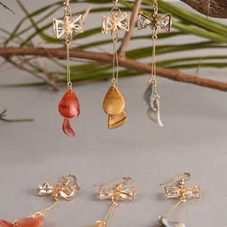 BuckleUp Pack Of 3 Stone-Studded Contemporary Drop Earrings-picture-10