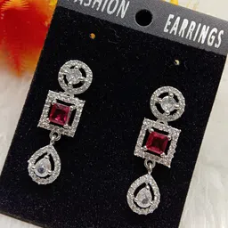 The Pari Rhodium-Plated American Diamond-Studded Drop Earrings-picture-33