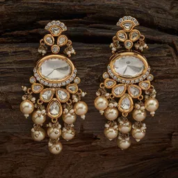 Kushal's Fashion Jewellery Kundan-Studded & Beaded Contemporary Drop Earrings-picture-56