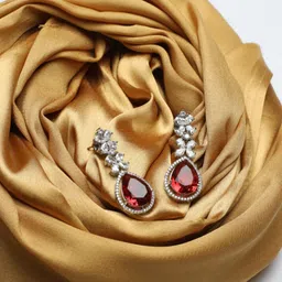 Maansh Sterling Silver American Diamond Drop Earrings-picture-21