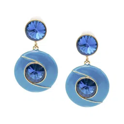 Shining Jewel - By Shivansh Gold-Plated Cubic Zirconia & Crystal Studded Drop Earrings-picture-54