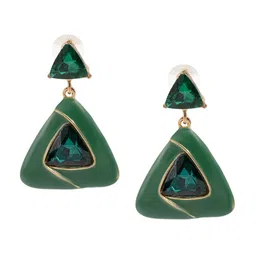 Shining Jewel - By Shivansh Gold-Plated Cubic Zirconia & Crystal Studded Drop Earrings-picture-16