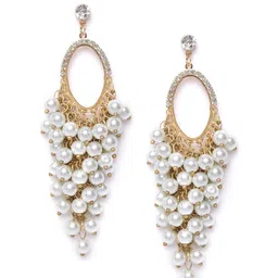 DressBerry White Gold-Plated Contemporary Drop Earrings-picture-31