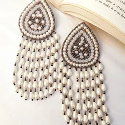 Crunchy Fashion Beaded Contemporary Drop Earrings image 1