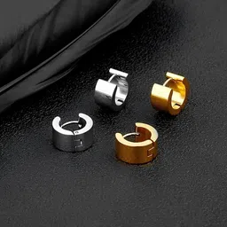 KARISHMA KREATIONS Men Set of 4 Contemporary Stainless Steel Hoop Earrings image 1