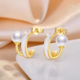 Jewels Galaxy Gold-Plated Contemporary Hoop Earrings-picture-30