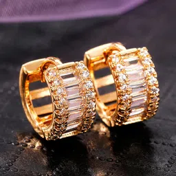 Jewels Galaxy Gold-Plated American Diamond Studded Contemporary Hoop Earrings-picture-52