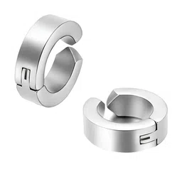 KARISHMA KREATIONS Silver-Plated Circular Pressing Hoop Earrings-picture-31