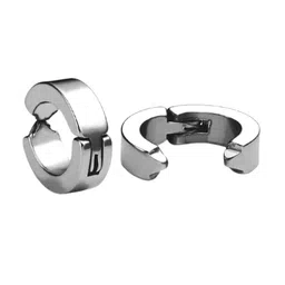 MEENAZ Men Silver-Plated Circular Hoop Earrings-picture-18