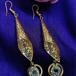 FEMMIBELLA Gold-Plated Stone Studded Geometric Drop Earrings-picture-21
