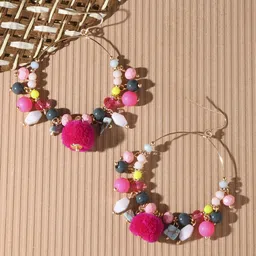 Accessorize Beaded Circular Hoop Earrings With Tasselled-picture-29