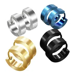 KARISHMA KREATIONS Men Set of 4 Stainless Steel Hoop Earrings-picture-34