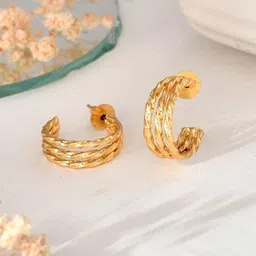 Silvermerc Designs Gold-Plated Contemporary Half Hoop Earrings-picture-27