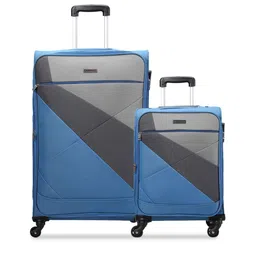 CARRIALL Set Of 2 Blue & Grey Colourblocked Trolley Bags-picture-17