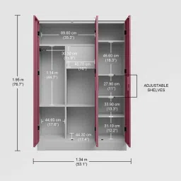 godrej interio Slimline Steel 3 Door Wardrobe In Dusty Rose Colour With Locker image 4