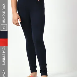 BAESD Girls Pack Of 2 Churidar Length Cotton Leggings-picture-31