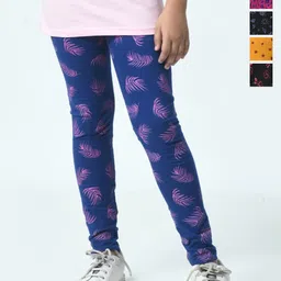 BAESD Girls Pack Of 5 Printed Pure Cotton Ankle-Length Leggings-image-87