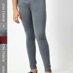 BAESD Girls Pack Of 2 Churidar Length Cotton Leggings-picture-17