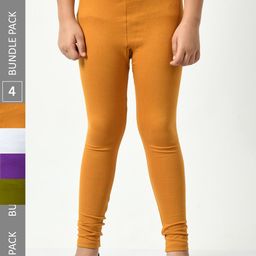 BAESD Girls Pack Of 4 Churidar Length Cotton Leggings-picture-8