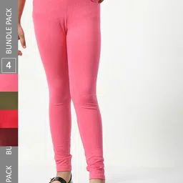 BAESD Girls Pack Of 4 Ankle-Length Cotton Leggings-picture-31