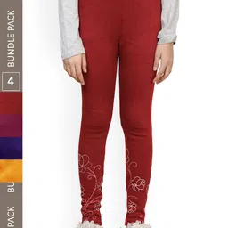 IndiWeaves Girls Pack Of 4 Printed Woolen Ankle Length Leggings-picture-23