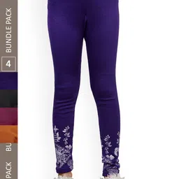 IndiWeaves Girls Pack of 4 Printed Ankle-Length Wool Leggings-picture-13