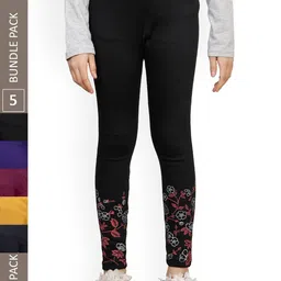 IndiWeaves Girls Pack Of 5 Printed Woolen Ankle Length Leggings-picture-27