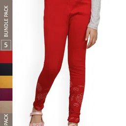 IndiWeaves Girls Pack Of 5 Printed Woolen Ankle Length Leggings-picture-26