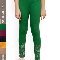 IndiWeaves Girls Pack Of 5 Printed Woolen Ankle Length Leggings-picture-22