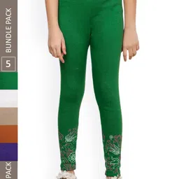 IndiWeaves Girls Pack Of 5 Printed Woolen Ankle Length Leggings-picture-21