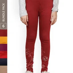 IndiWeaves Girls Pack Of 6 Printed Super Warm Ankle-Length Leggings-picture-10
