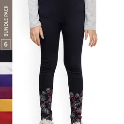IndiWeaves Girls Pack Of 6 Printed Super Warm Ankle-Length Leggings-picture-22