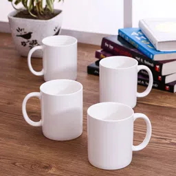 CLAY CRAFT White Solid Ceramic Glossy Mug image 1