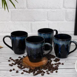 Homesake Set of 4  Black & Blue Handcrafted Solid Ceramic Glossy Mugs-image-26