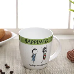 CLAY CRAFT White & Green Printed Ceramic Glossy Mug-picture-14