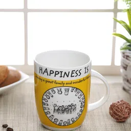CLAY CRAFT Yellow & White Printed Ceramic Glossy Mug-image-60