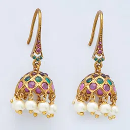 Kushal's Fashion Jewellery Gold-Plated Dome Shaped Jhumkas image 2