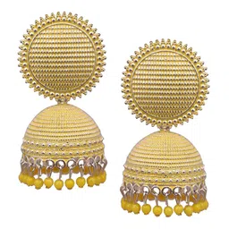 Crunchy Fashion Gold-Plated Dome Shaped Jhumkas Earrings image 2