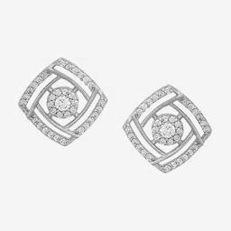 Kushal's Fashion Jewellery Rhodium-Plated Copper Cubic Zirconia Classic Studs Earrings image 2