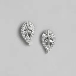 Zavya 925 Sterling Silver Rhodium-Plated Cubic Zirconia Studded Studs Earrings image 4