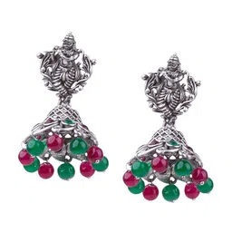 GRIIHAM Silver-Plated Stainless Steel Contemporary Jhumkas image 3