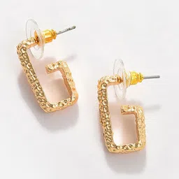 SOHI Gold-Toned Contemporary Studs Earrings image 3