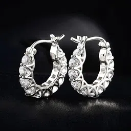 Jewels Galaxy Silver-Plated American Diamond-Studded Contemporary Chandbalis image 5