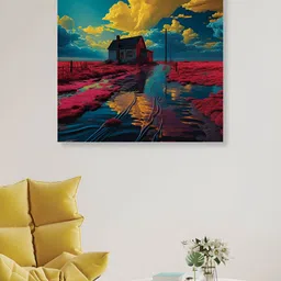 RANDOM Red & Blue Canvas Painting Wall Art image 2