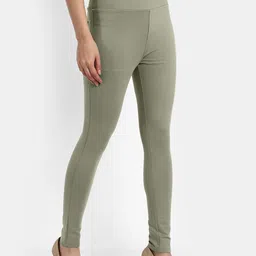 Next One Women Green Solid Skinny-Fit Jeggings image 2