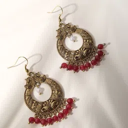 XPNSV Beaded Antique Drop Earrings image 3
