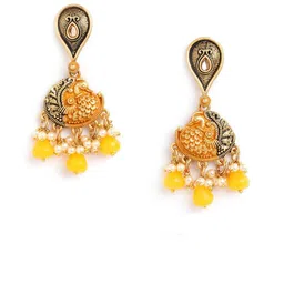 Anouk Gold-Toned Brass-Plated Beaded Contemporary Drop Earrings image 2